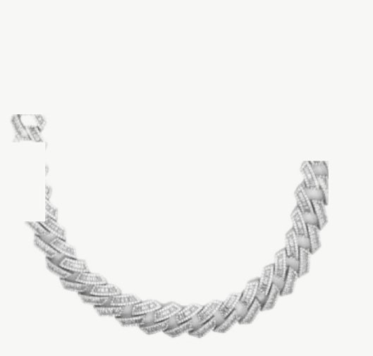 925 Sterling Silver Baguette Set Prong Cuban Chain – 14 mm