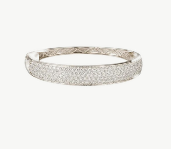 Pavé Diamond Bangle Bracelet 4.65 Carats 18K White Gold