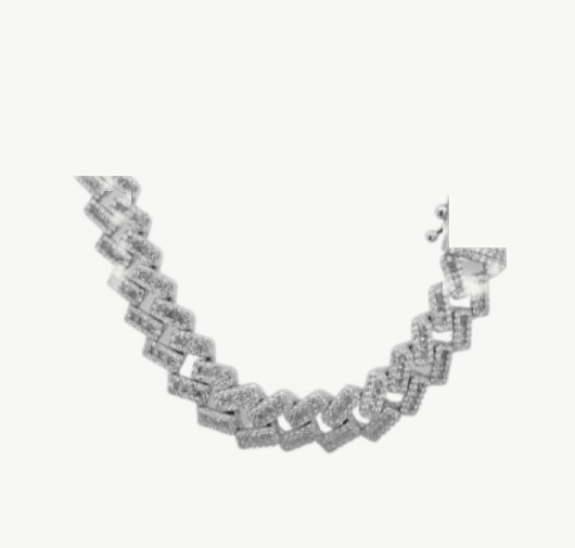 925 Sterling Silver Baguette Set Prong Cuban Chain – 10 mm